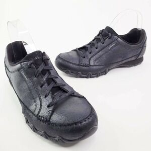 Skechers Womens Bikers Curbed Sneakers Shoes Black 49401 Leather Relaxed Fit 9